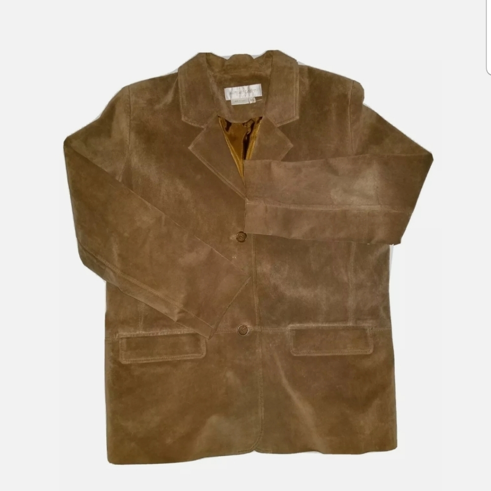 Margaret Godfrey Brown Suede Women's 12P Blazer Jacket Around Chest 38"